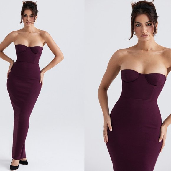 House of CB 'Lucia' Grape Starpless Corset Maxi Dress NWOT